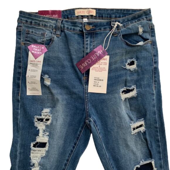 Haute Curve Jeans Medium Wash Distressed High Rise Skinny Ankle Size 18 NEW - Picture 3 of 12